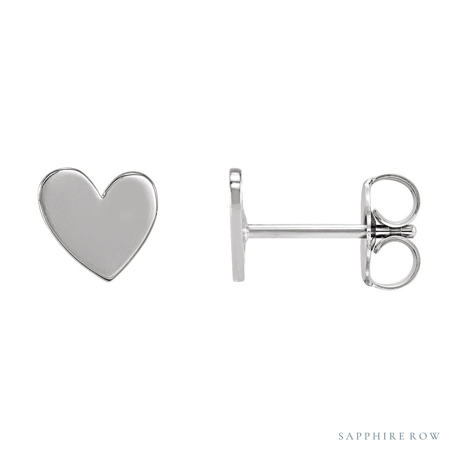 Sapphire Row Gold Sweetheart Heart Stud Earrings - Platinum, 6 mm