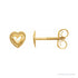 Sapphire Row Gold Beaded Heart Stud Earrings - 14K Yellow Gold