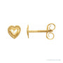 Sapphire Row Gold Beaded Heart Stud Earrings - 14K Yellow Gold