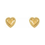 Sapphire Row Gold Beaded Heart Stud Earrings - 14K Yellow Gold (view 2)