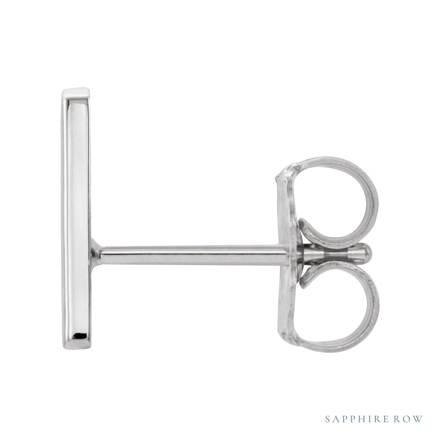 Sapphire Row Gold Single Initial Stud Earring - A, Platinum (view 2)