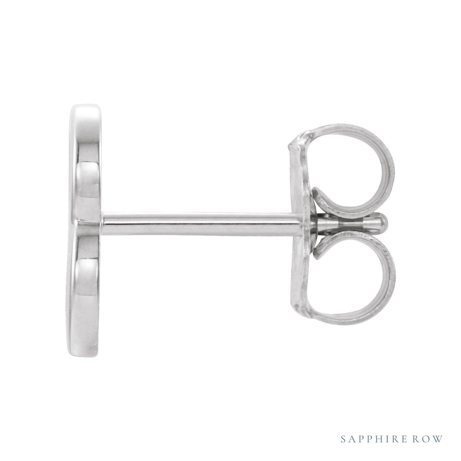 Sapphire Row Gold Single Initial Stud Earring - B, Platinum (view 2)