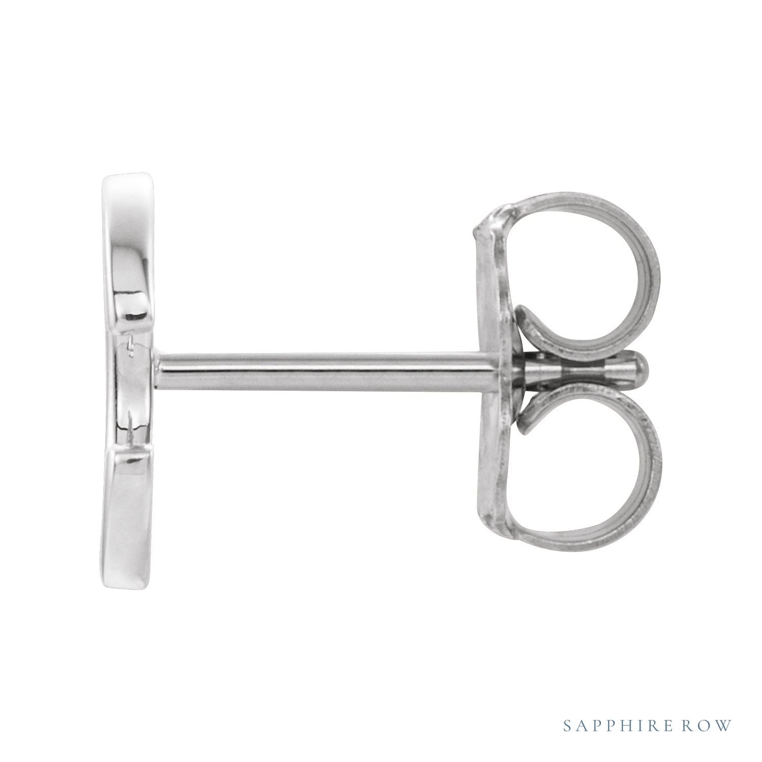 Sapphire Row Gold Single Initial Stud Earring - C, Platinum (view 2)