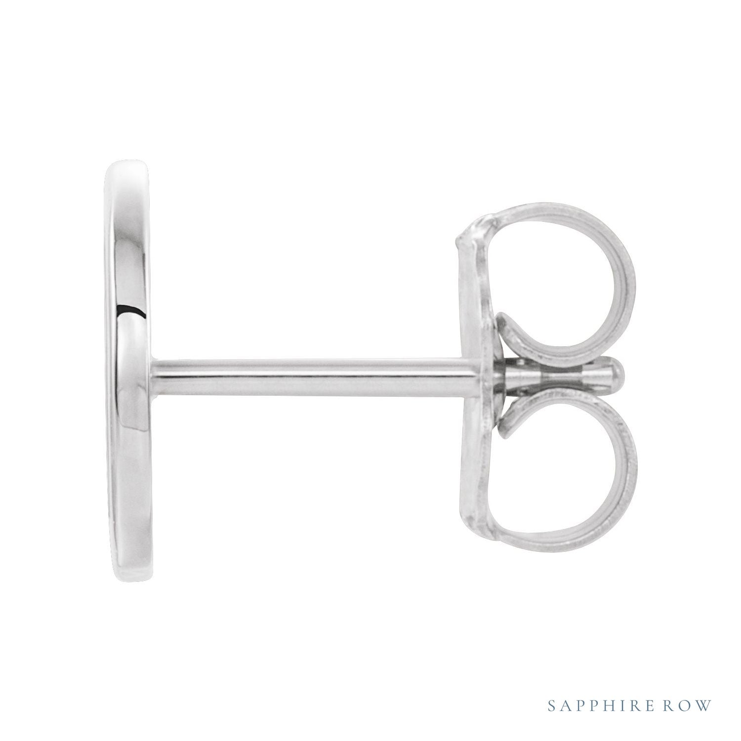 Sapphire Row Gold Single Initial Stud Earring - D, Platinum (view 2)