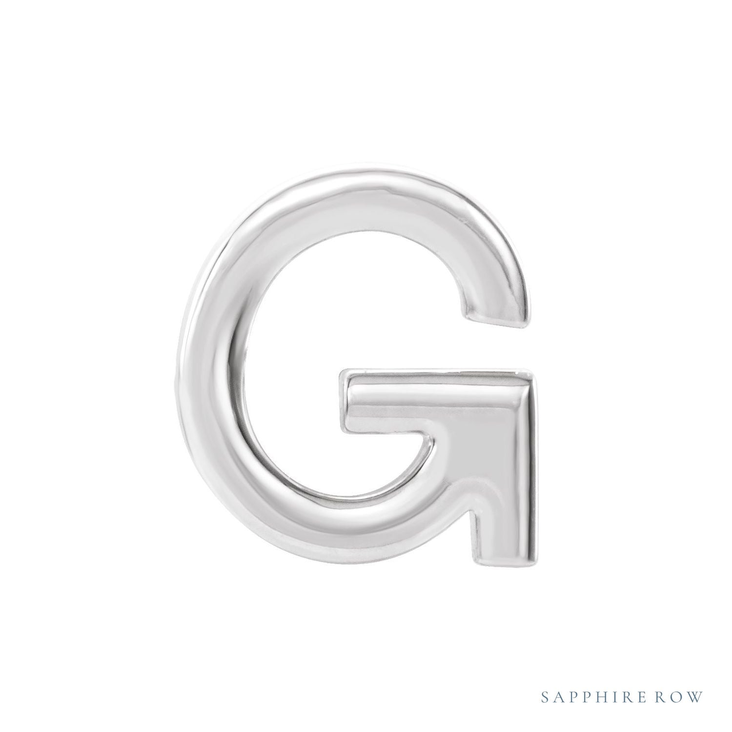 Sapphire Row Gold Single Initial Stud Earring - G, Platinum
