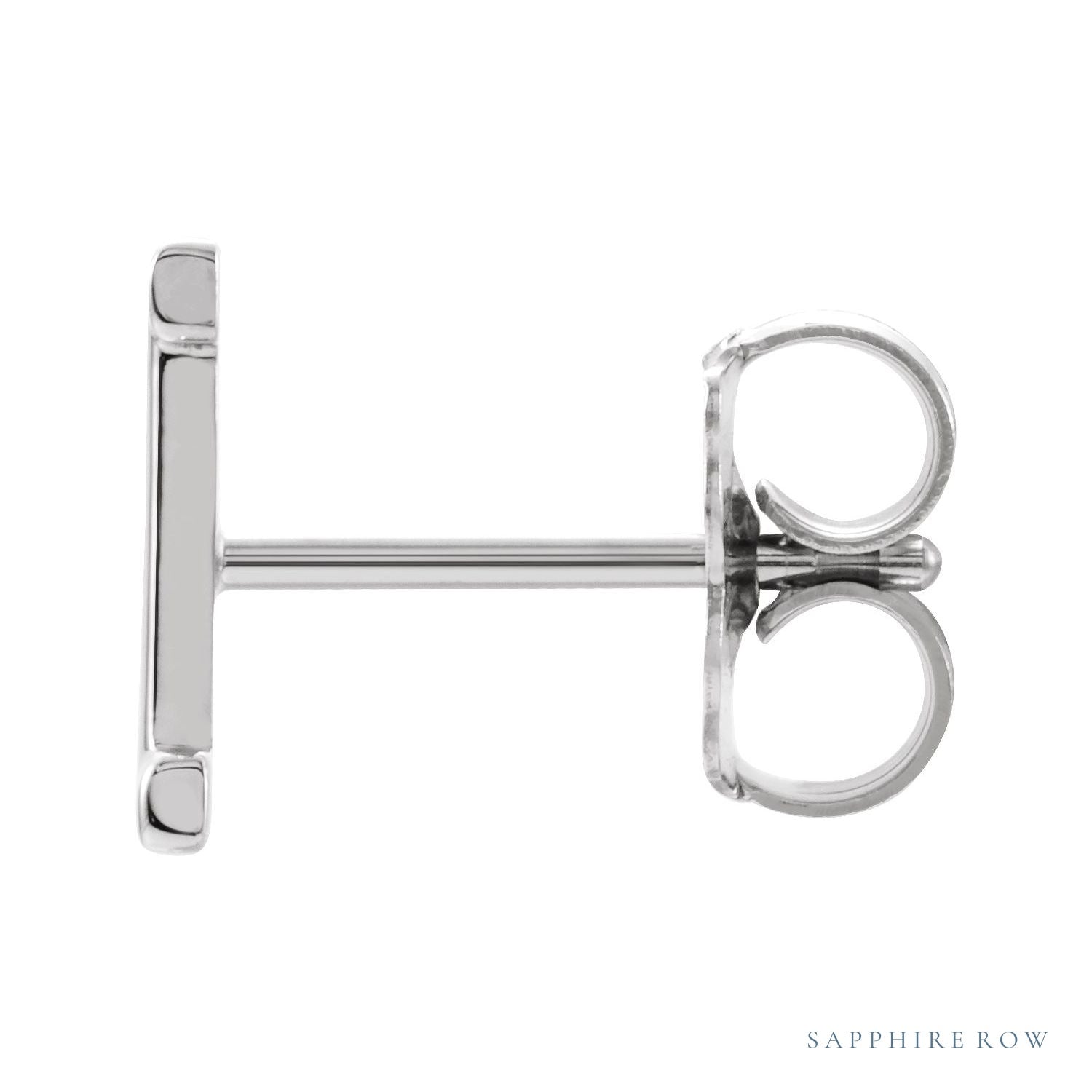 Sapphire Row Gold Single Initial Stud Earring - I, Platinum (view 2)