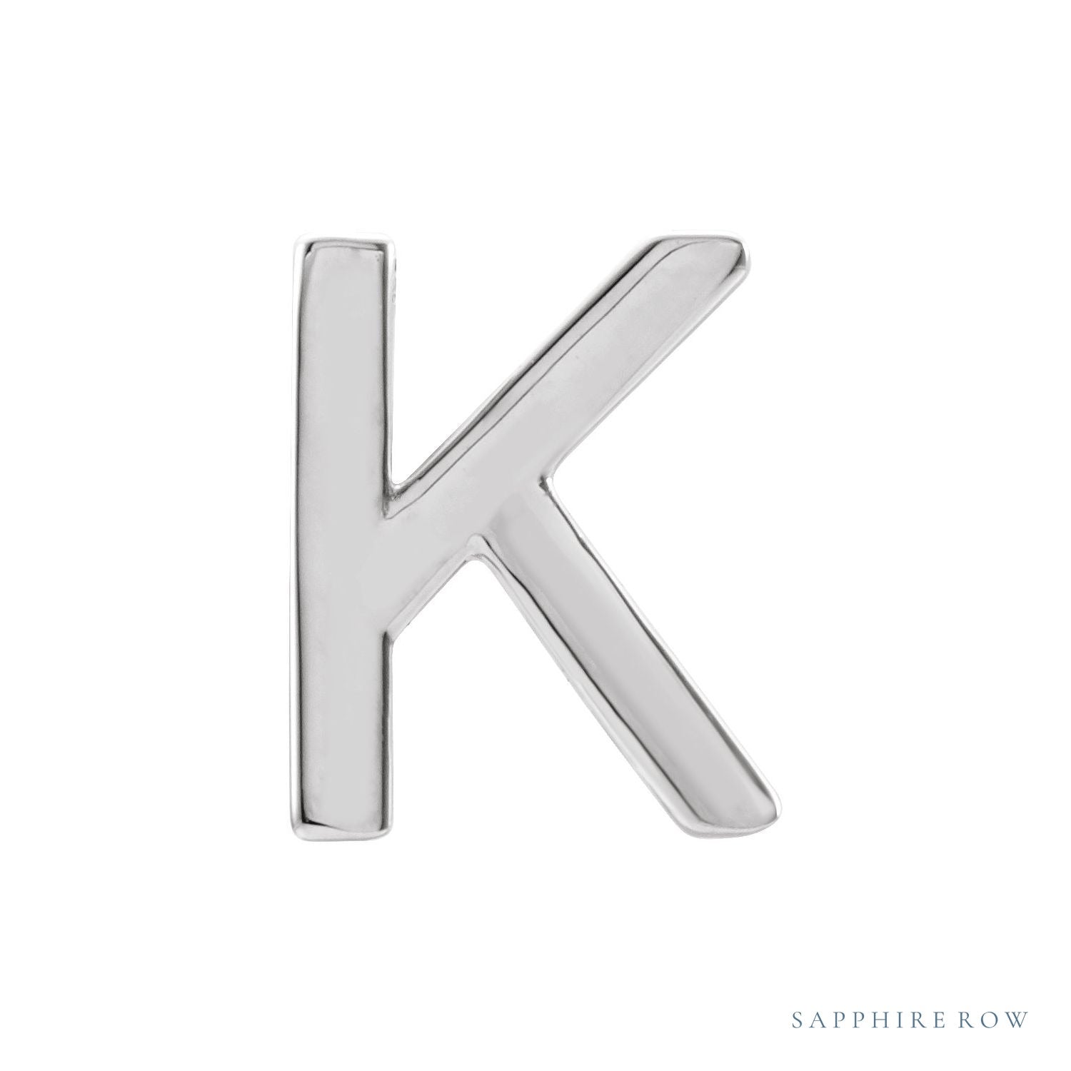Sapphire Row Gold Single Initial Stud Earring - K, Platinum