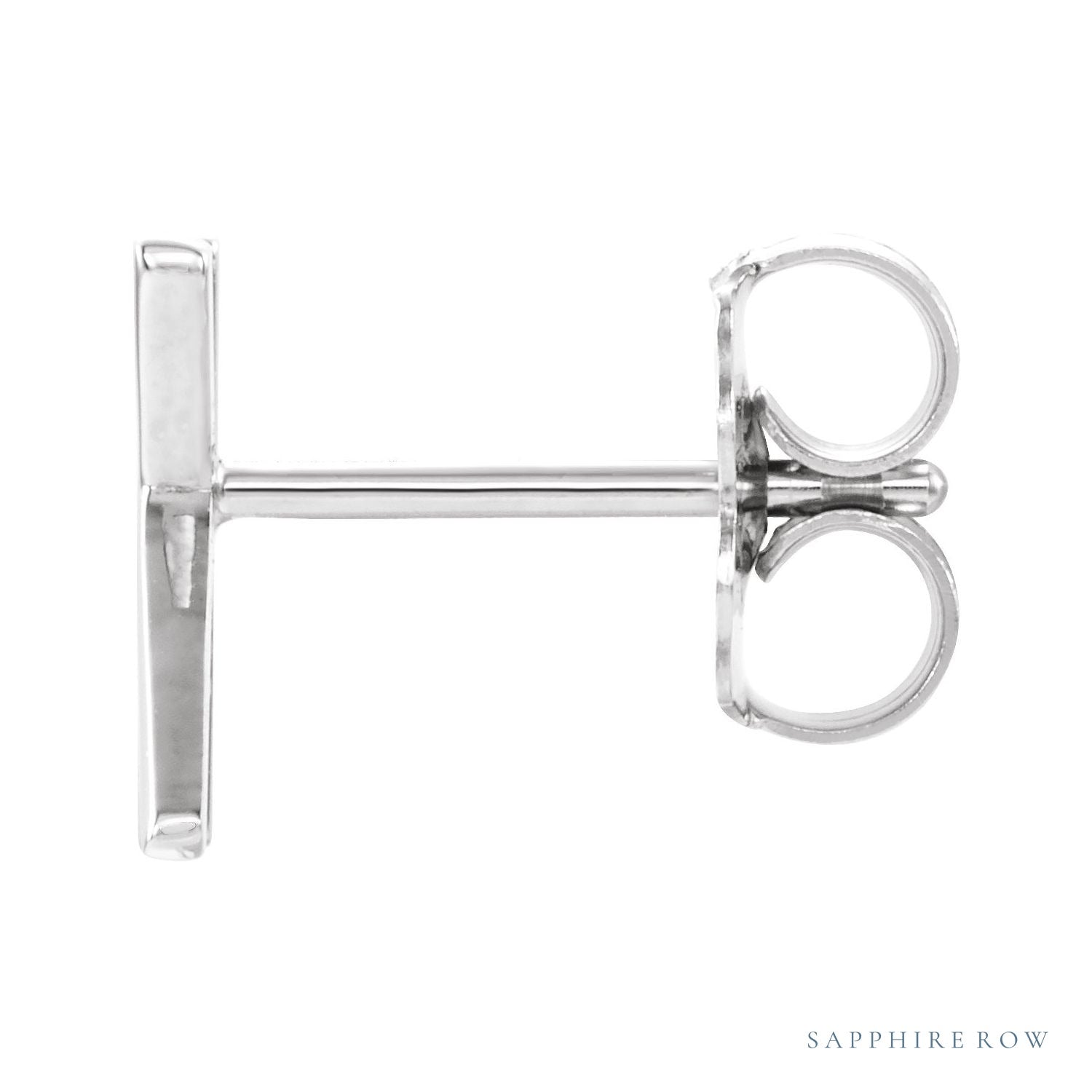 Sapphire Row Gold Single Initial Stud Earring - K, Platinum (view 2)