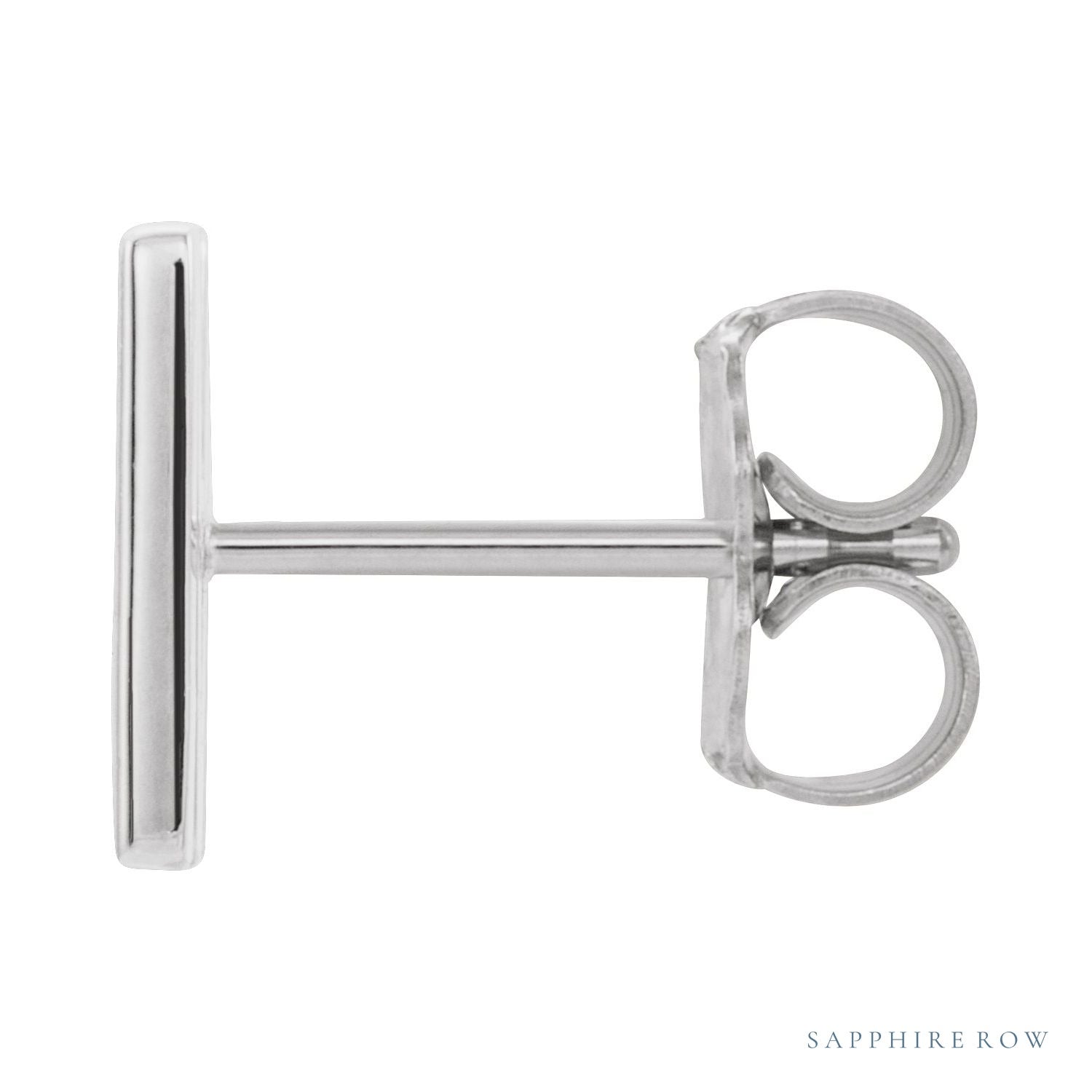 Sapphire Row Gold Single Initial Stud Earring - M, Platinum (view 2)