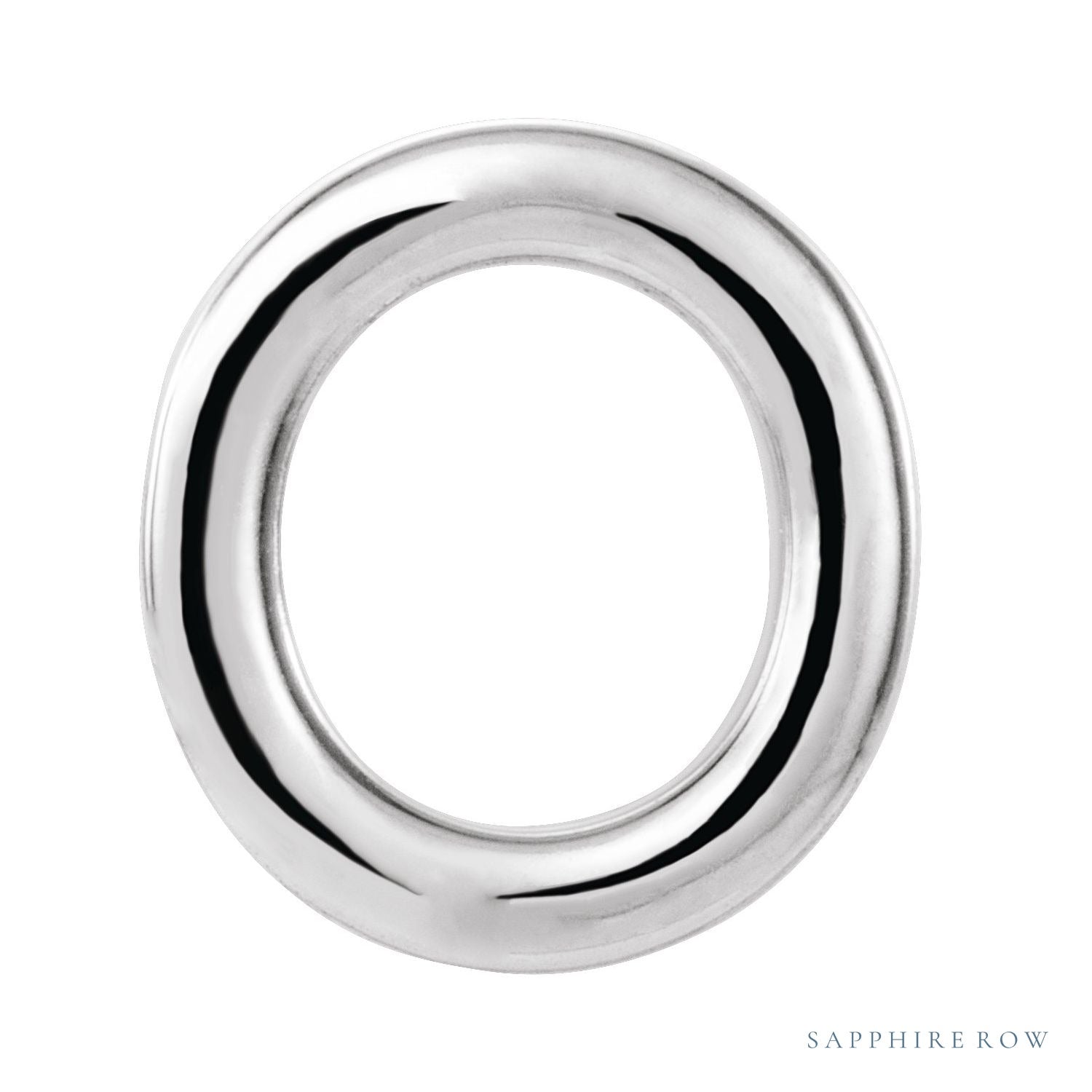 Sapphire Row Gold Single Initial Stud Earring - O, Platinum