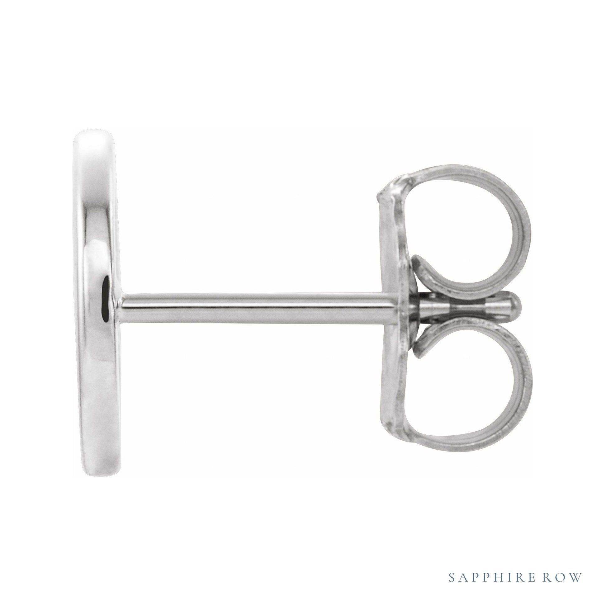 Sapphire Row Gold Single Initial Stud Earring - O, Platinum (view 2)
