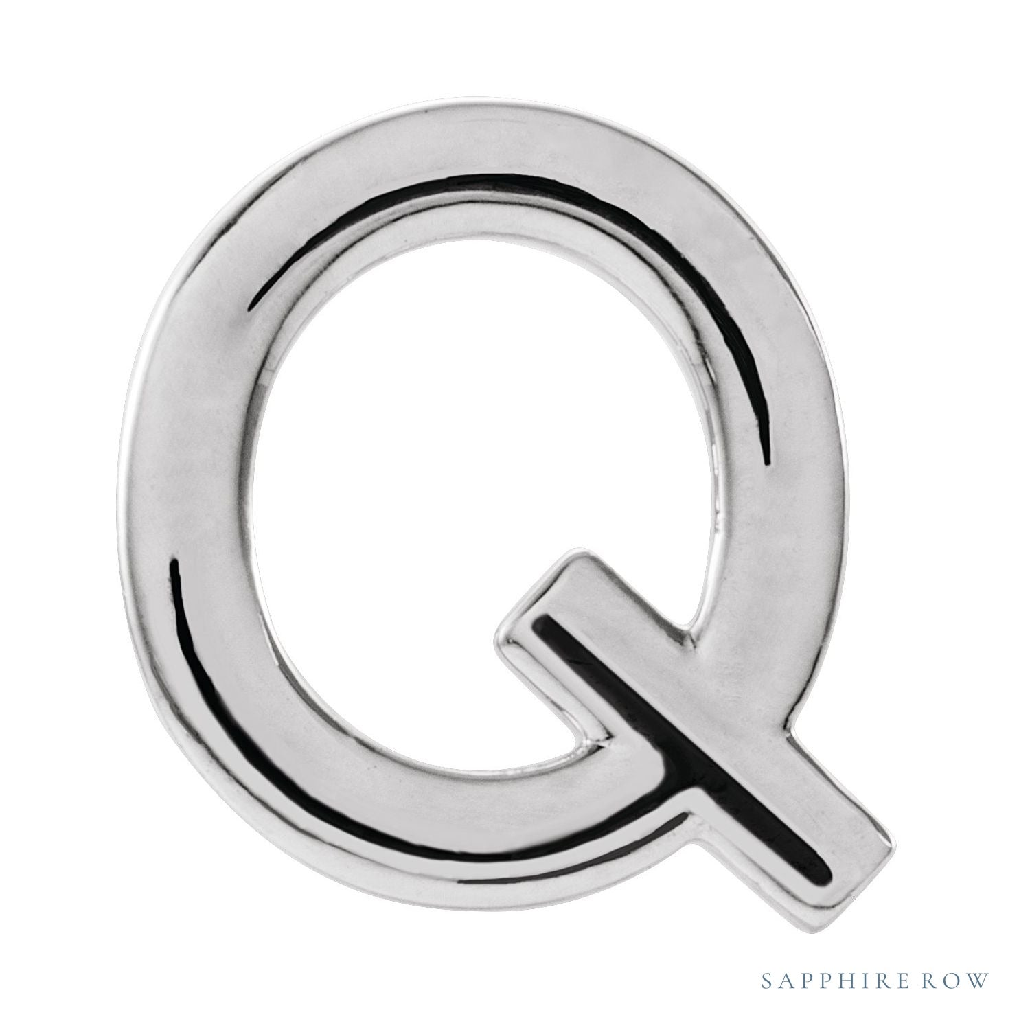 Sapphire Row Gold Single Initial Stud Earring - Q, Platinum