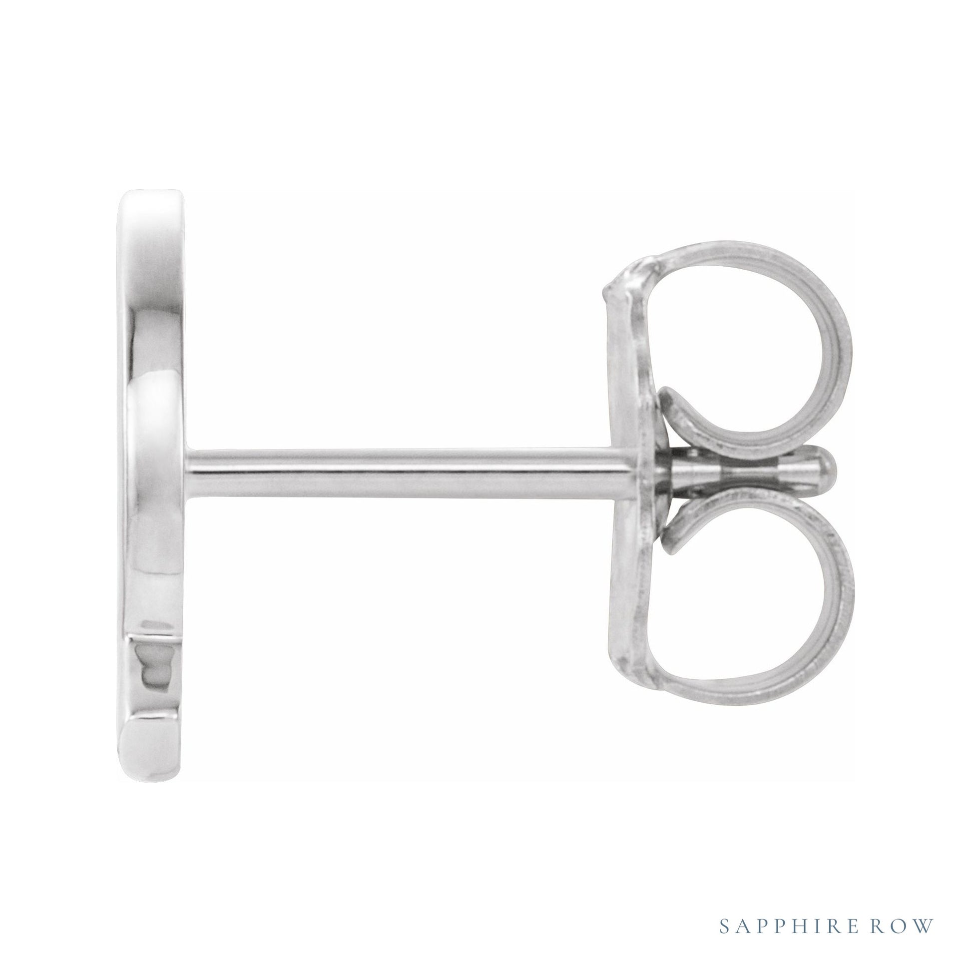 Sapphire Row Gold Single Initial Stud Earring - Q, Platinum (view 2)