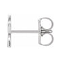 Sapphire Row Gold Single Initial Stud Earring - R, Platinum (view 2)