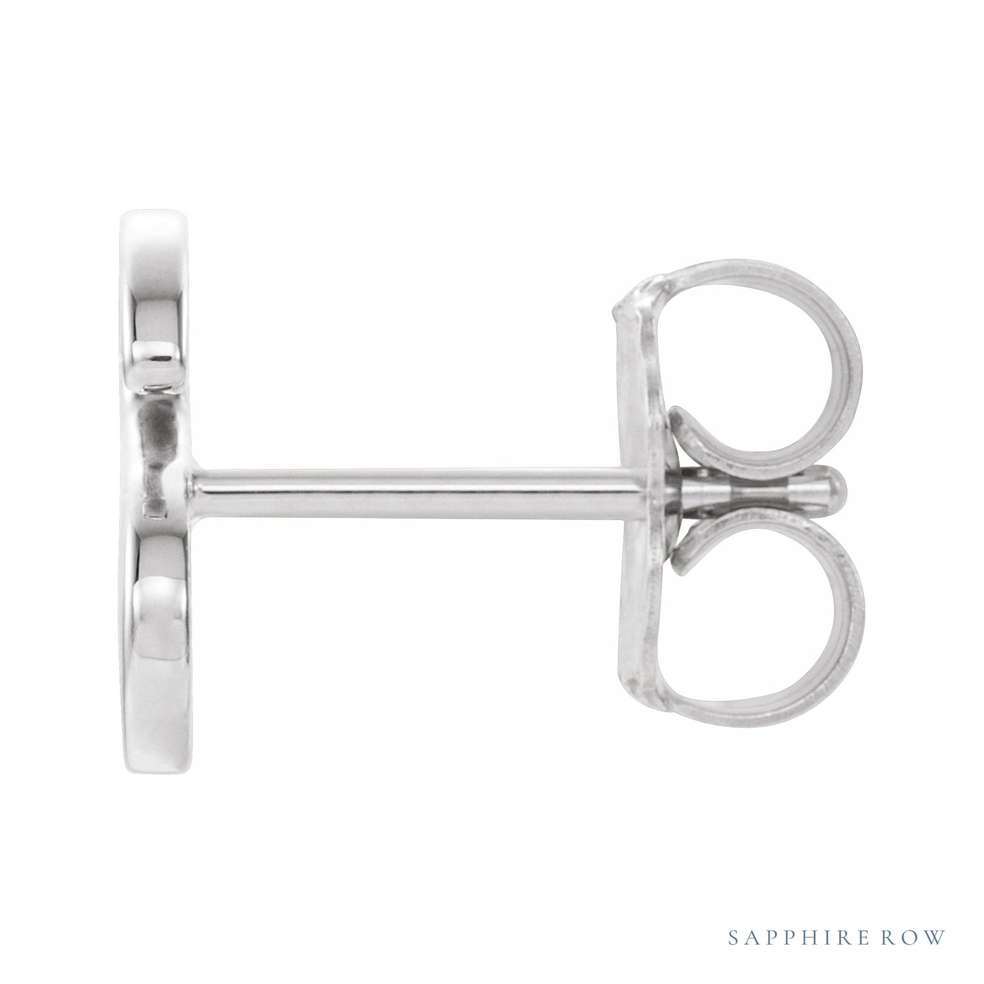 Sapphire Row Gold Single Initial Stud Earring - S, Platinum (view 2)