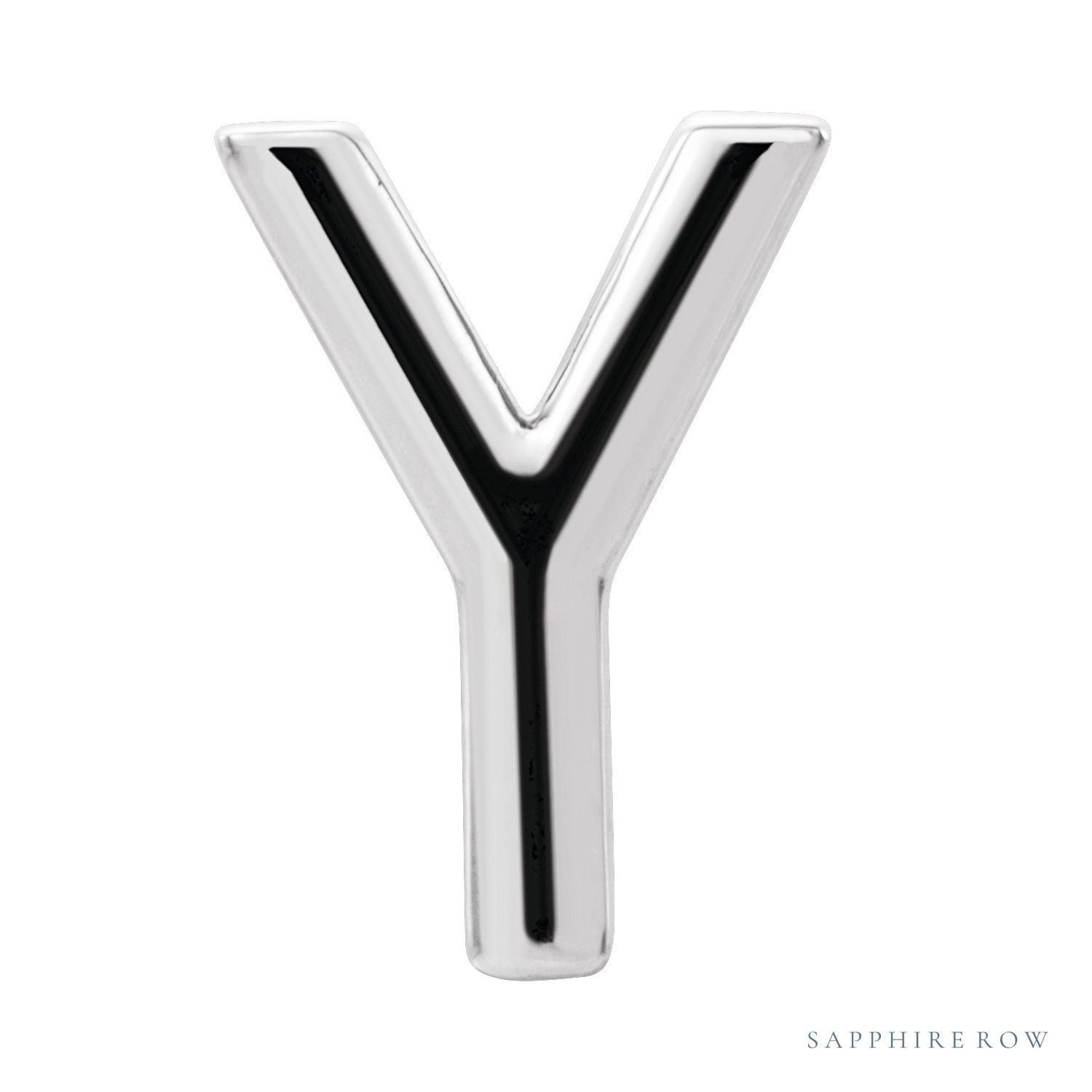 Sapphire Row Gold Single Initial Stud Earring - Y, Platinum