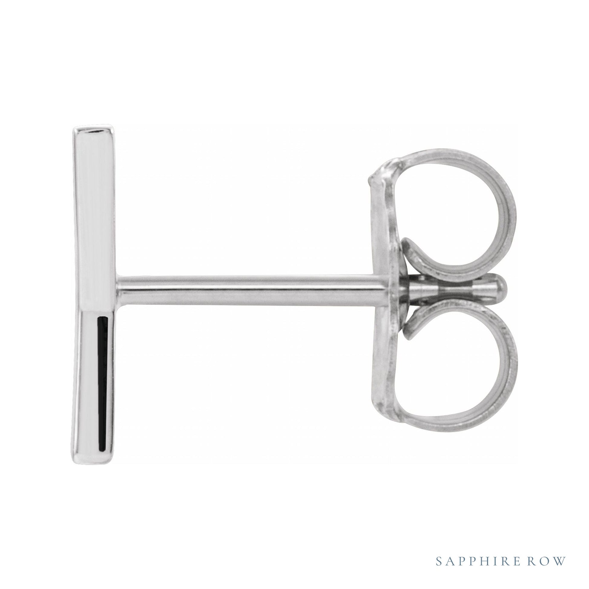 Sapphire Row Gold Single Initial Stud Earring - Y, Platinum (view 2)