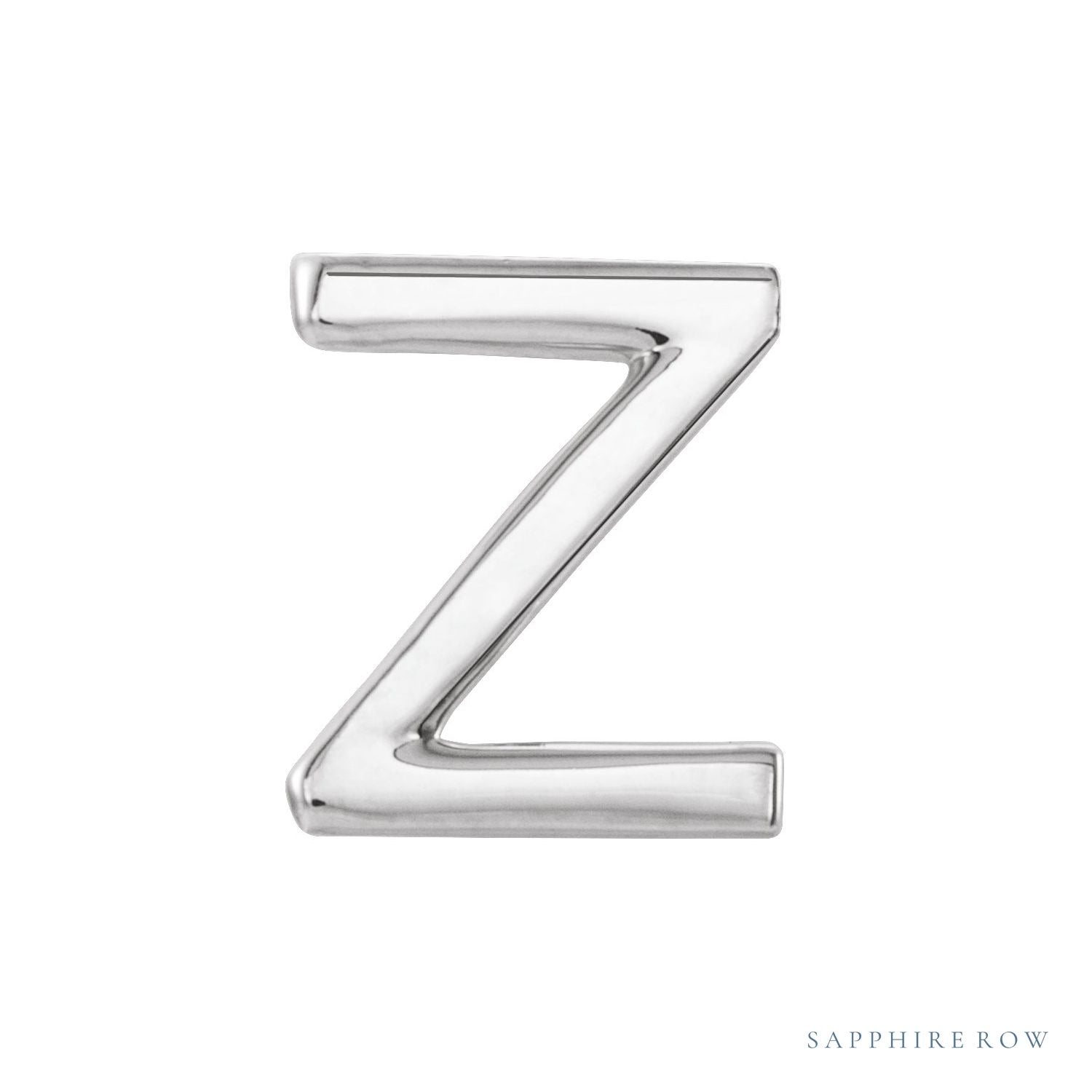 Sapphire Row Gold Single Initial Stud Earring - Z, Platinum