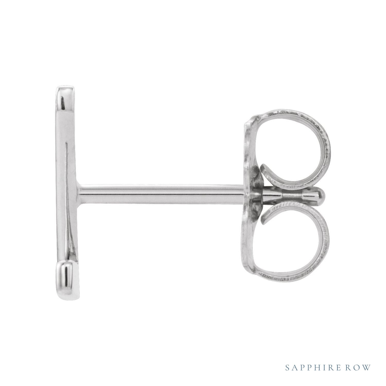 Sapphire Row Gold Single Initial Stud Earring - Z, Platinum (view 2)
