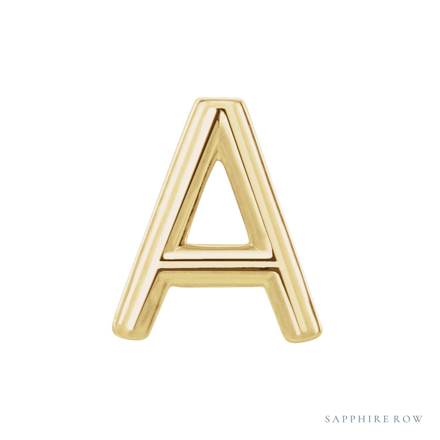 Sapphire Row Gold Single Initial Stud Earring - A, 14K Yellow Gold