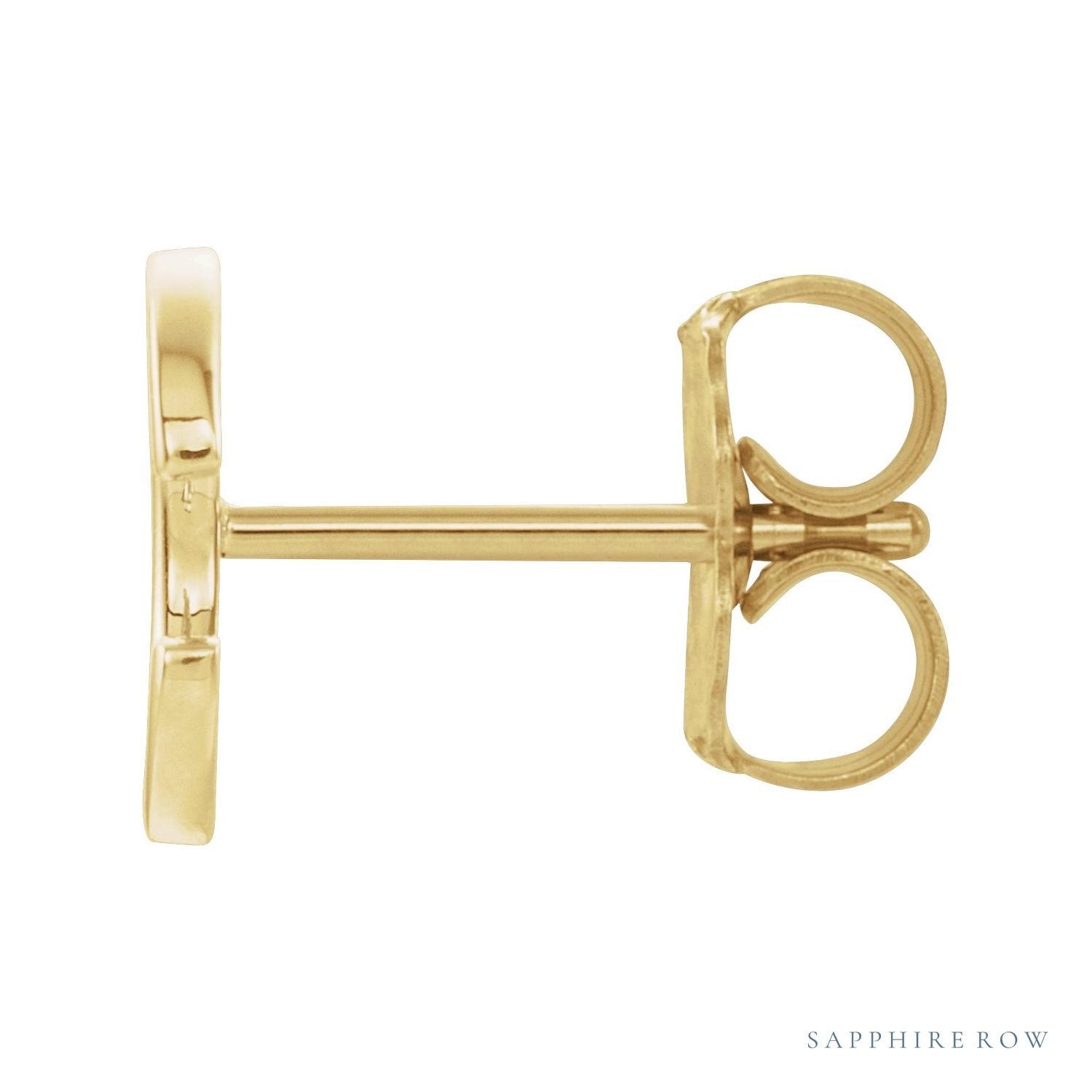Sapphire Row Gold Single Initial Stud Earring - C, 14K Yellow Gold (view 2)