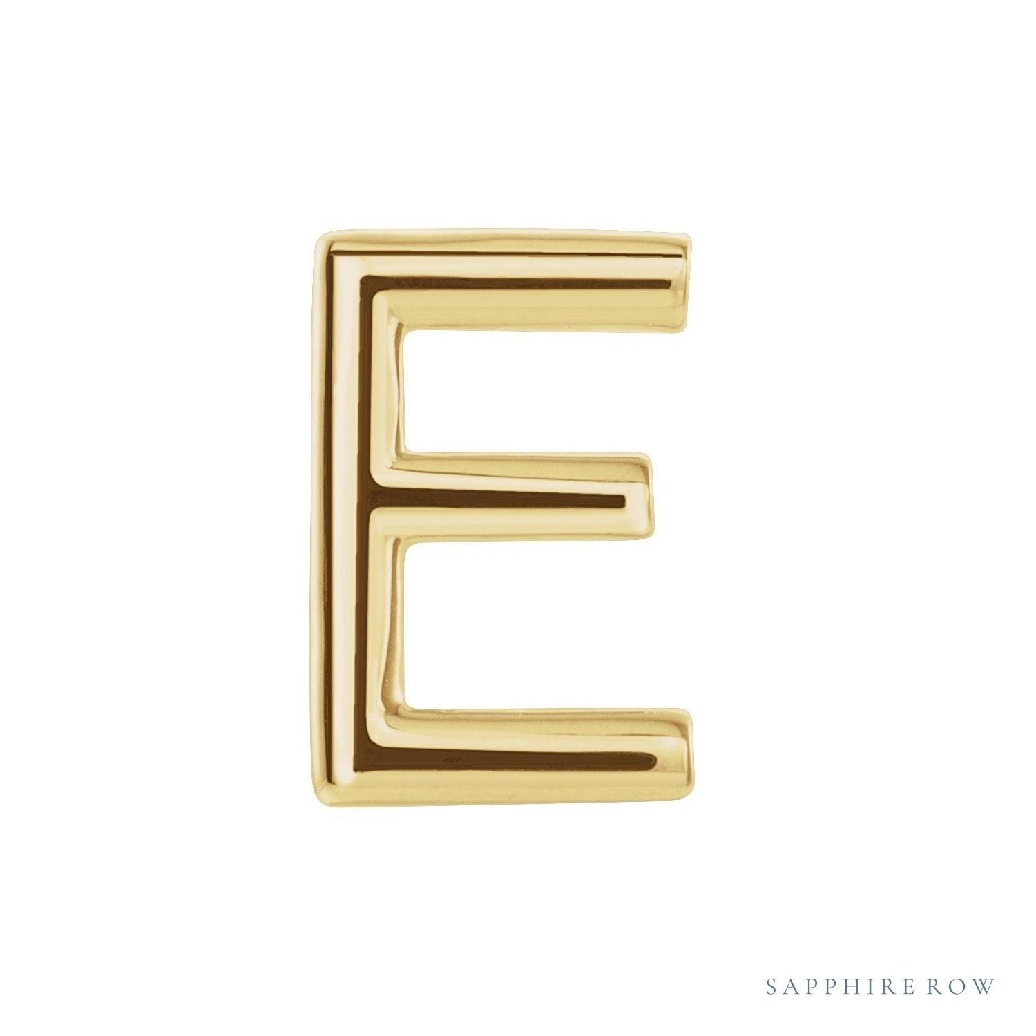 Sapphire Row Gold Single Initial Stud Earring - E, 14K Yellow Gold