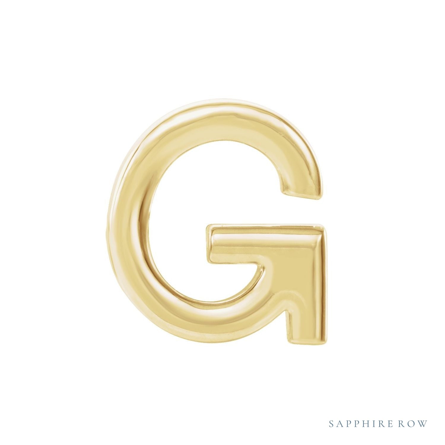 Sapphire Row Gold Single Initial Stud Earring - G, 14K Yellow Gold