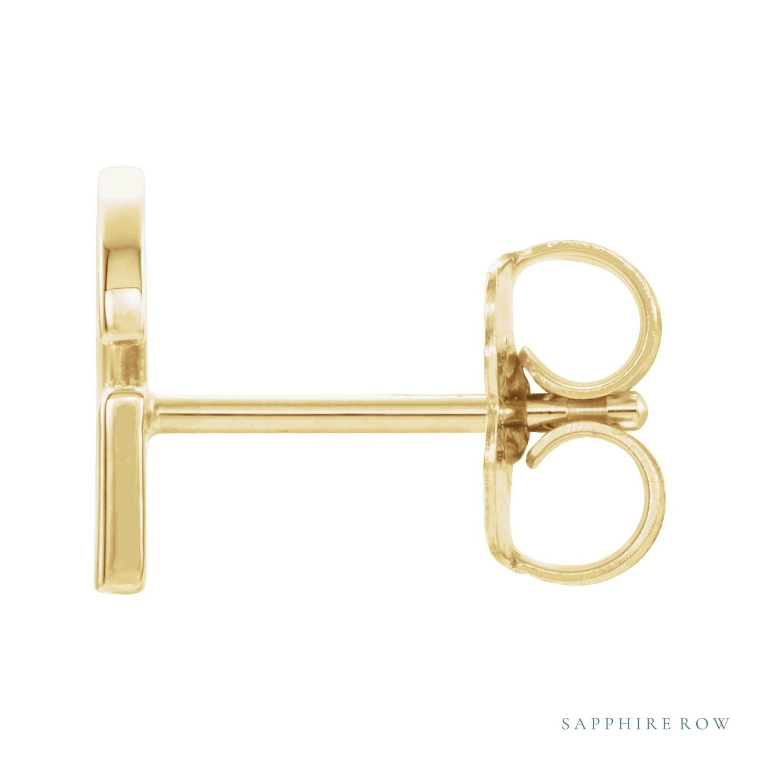 Sapphire Row Gold Single Initial Stud Earring - G, 14K Yellow Gold (view 2)