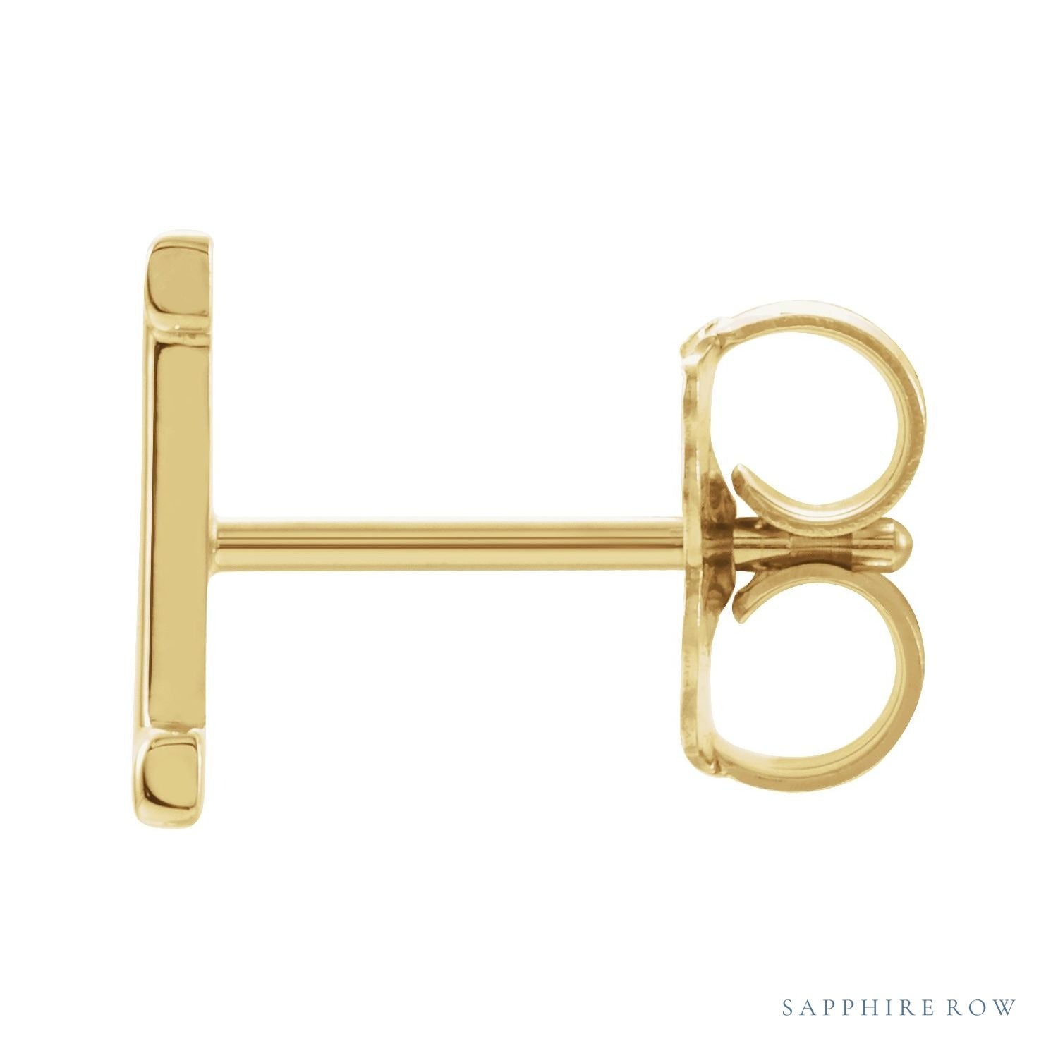 Sapphire Row Gold Single Initial Stud Earring - I, 14K Yellow Gold (view 2)
