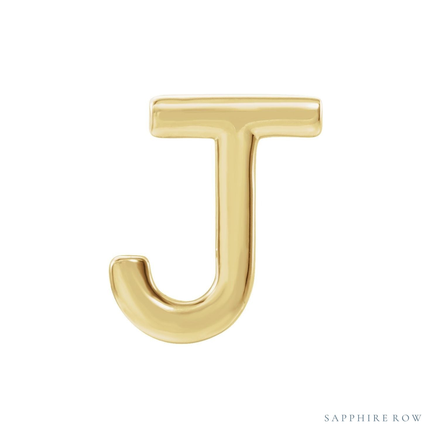 Sapphire Row Gold Single Initial Stud Earring - J, 14K Yellow Gold