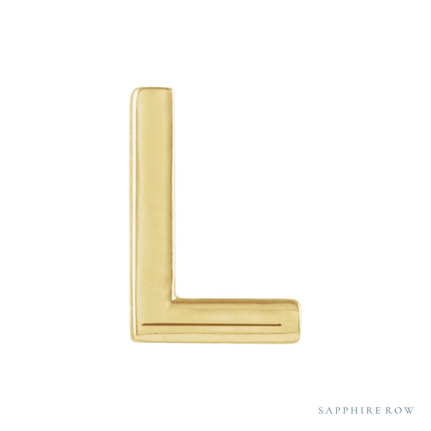 Sapphire Row Gold Single Initial Stud Earring - L, 14K Yellow Gold
