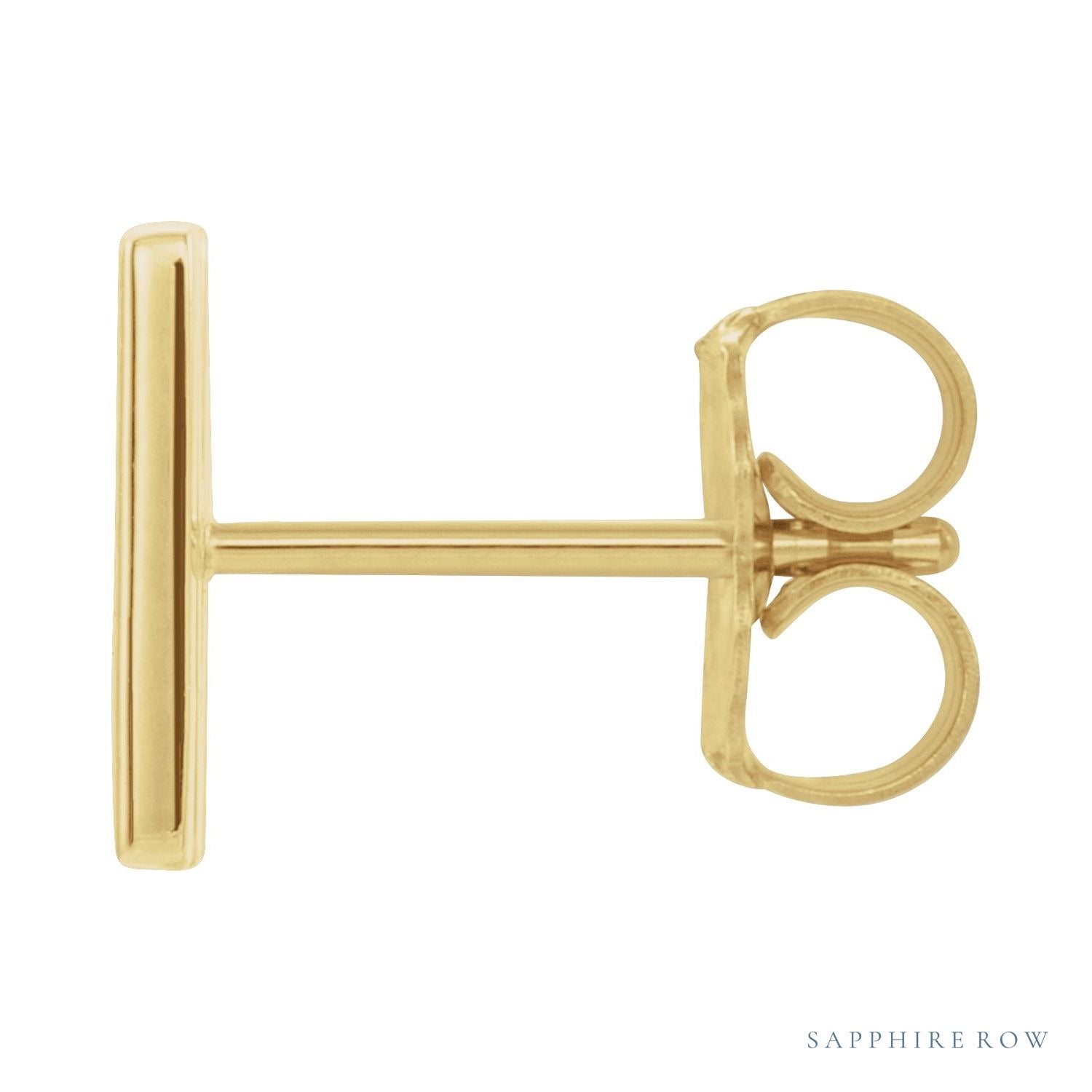 Sapphire Row Gold Single Initial Stud Earring - M, 14K Yellow Gold (view 2)