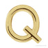 Sapphire Row Gold Single Initial Stud Earring - Q, 14K Yellow Gold