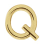 Sapphire Row Gold Single Initial Stud Earring - Q, 14K Yellow Gold