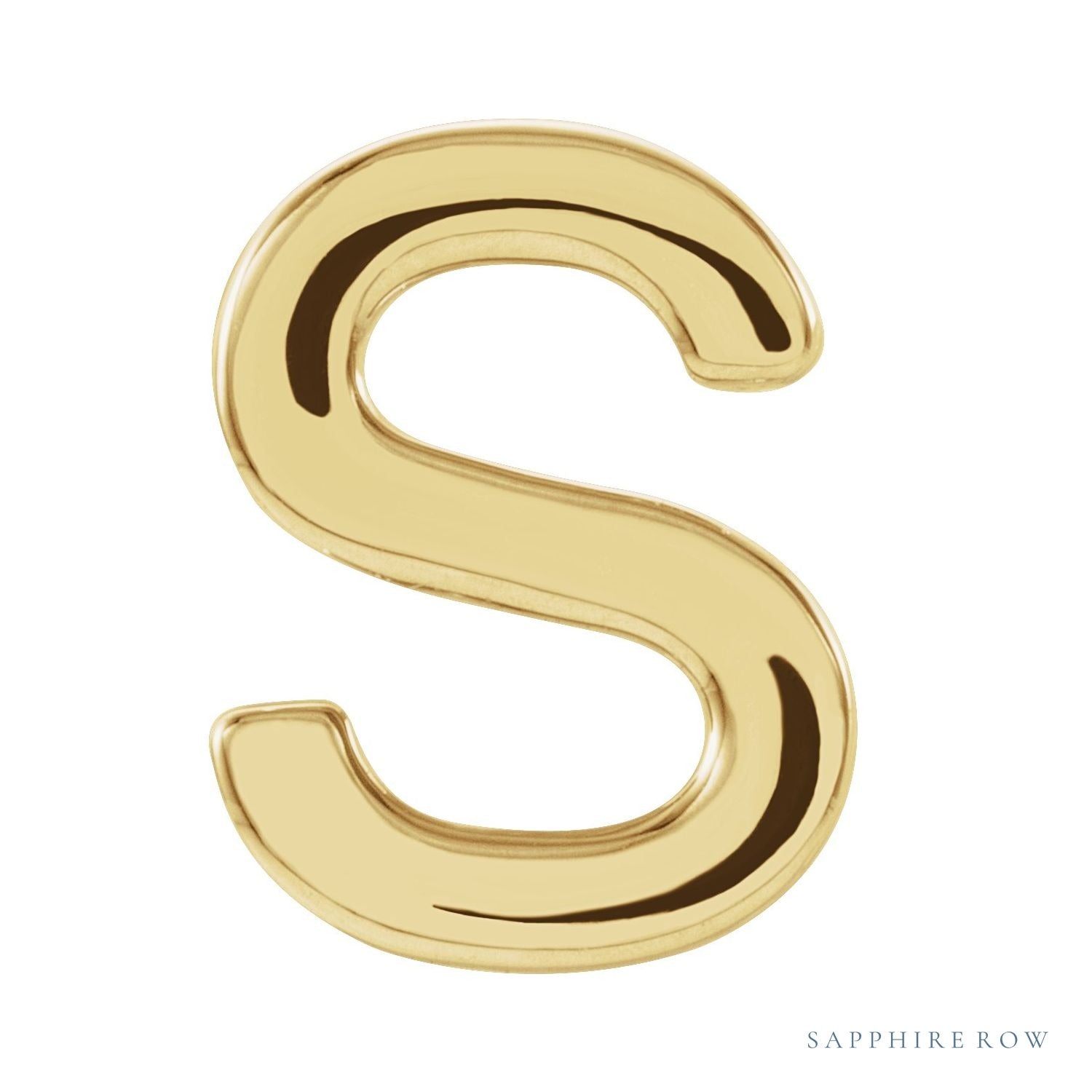 Sapphire Row Gold Single Initial Stud Earring - S, 14K Yellow Gold