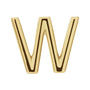 Sapphire Row Gold Single Initial Stud Earring - W, 14K Yellow Gold