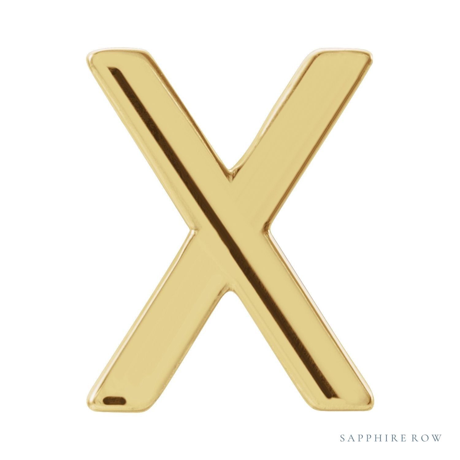 Sapphire Row Gold Single Initial Stud Earring - X, 14K Yellow Gold