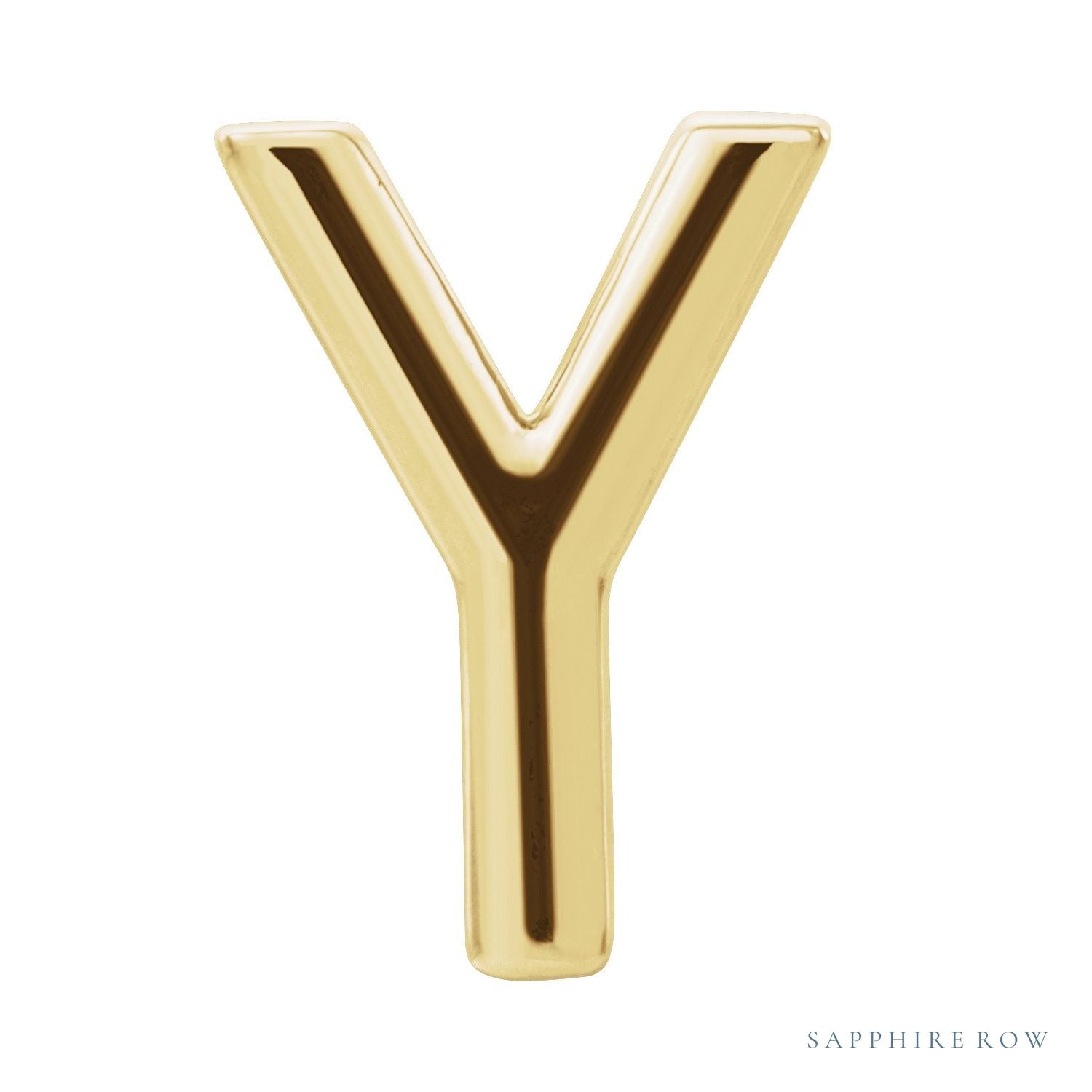 Sapphire Row Gold Single Initial Stud Earring - Y, 14K Yellow Gold