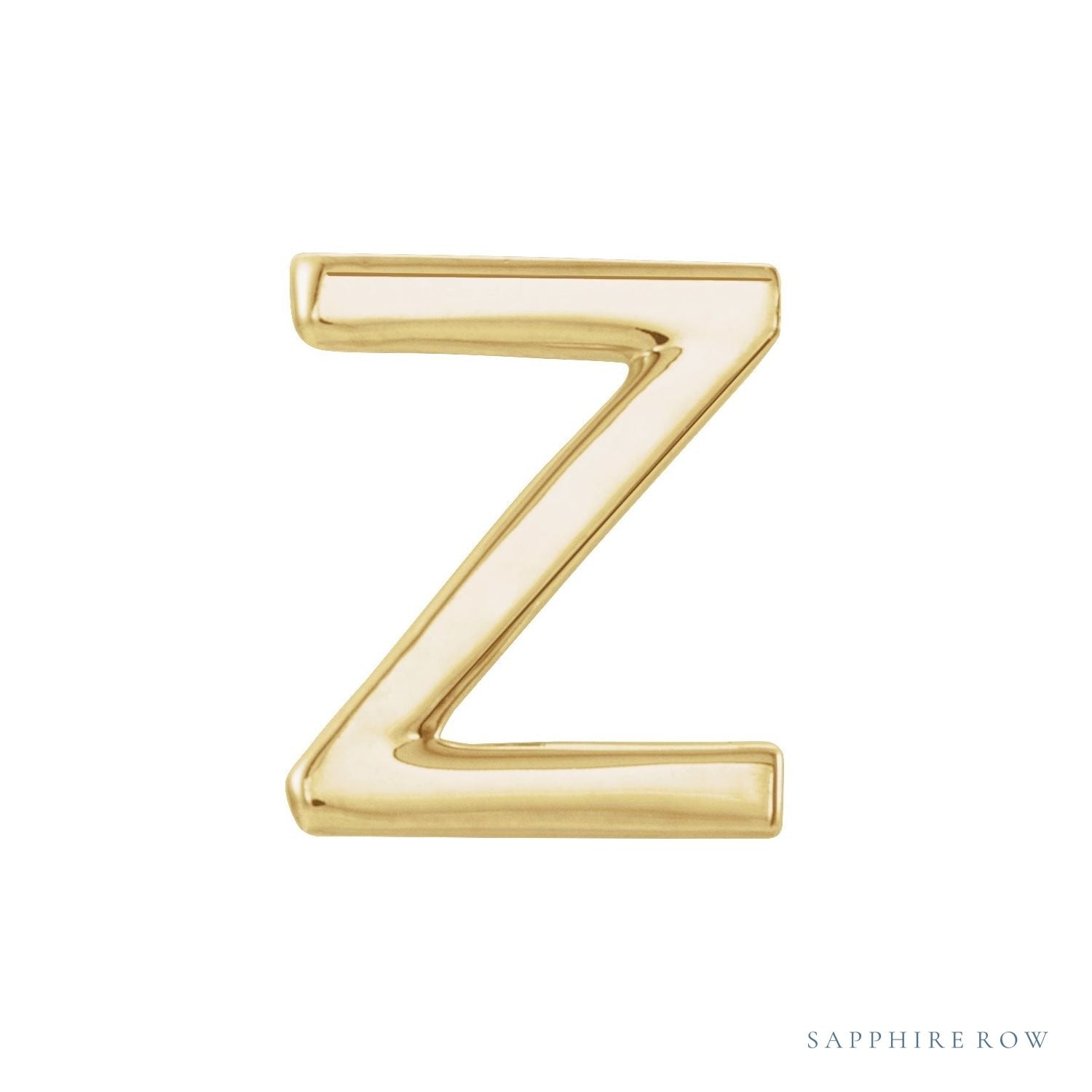 Sapphire Row Gold Single Initial Stud Earring - Z, 14K Yellow Gold