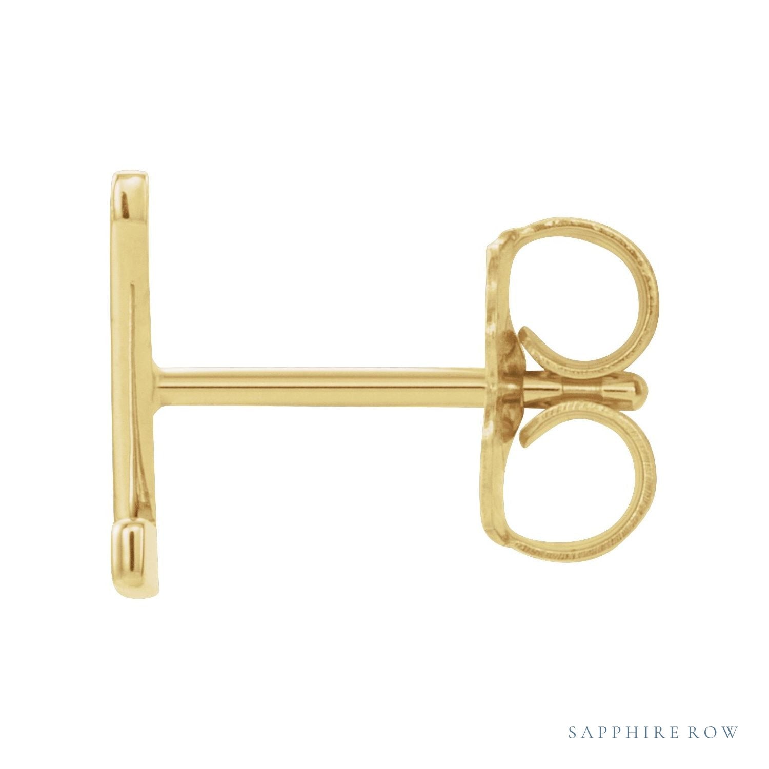 Sapphire Row Gold Single Initial Stud Earring - Z, 14K Yellow Gold (view 2)