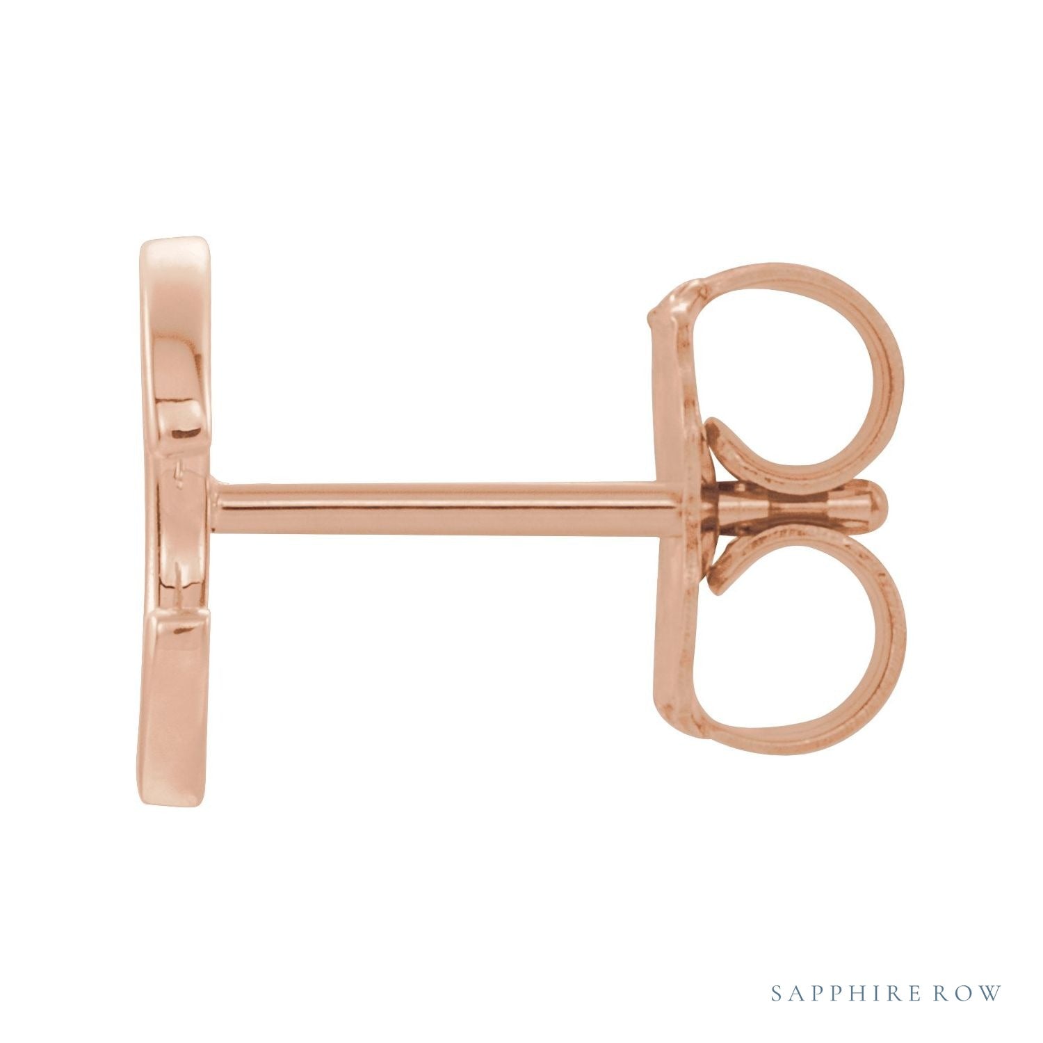 Sapphire Row Gold Single Initial Stud Earring - C, 14K Rose Gold (view 2)