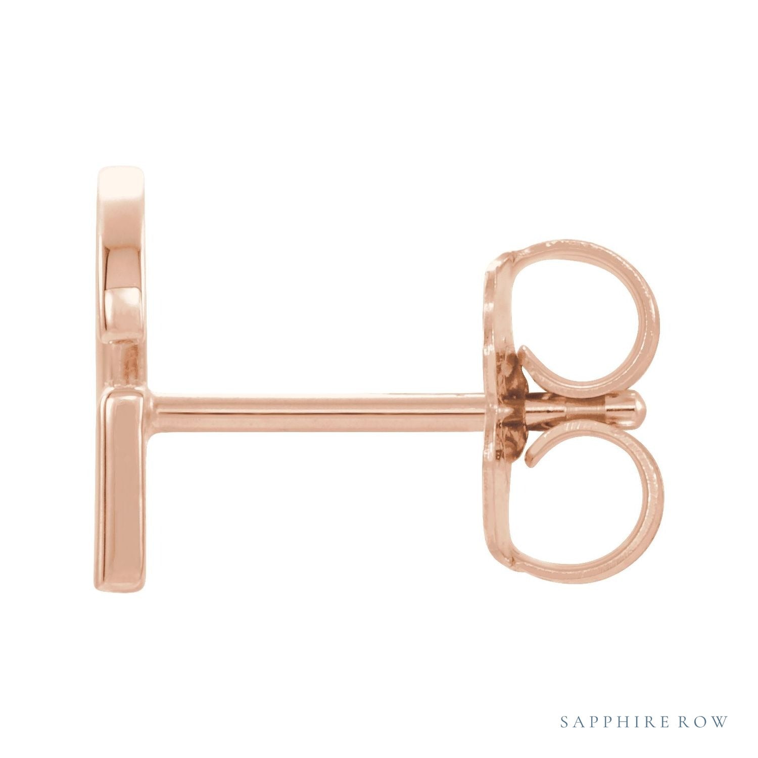 Sapphire Row Gold Single Initial Stud Earring - G, 14K Rose Gold (view 2)