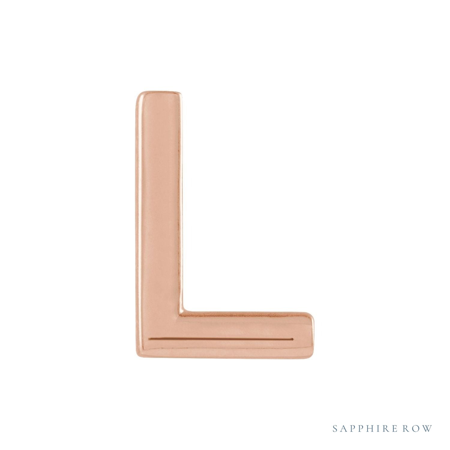 Sapphire Row Gold Single Initial Stud Earring - L, 14K Rose Gold