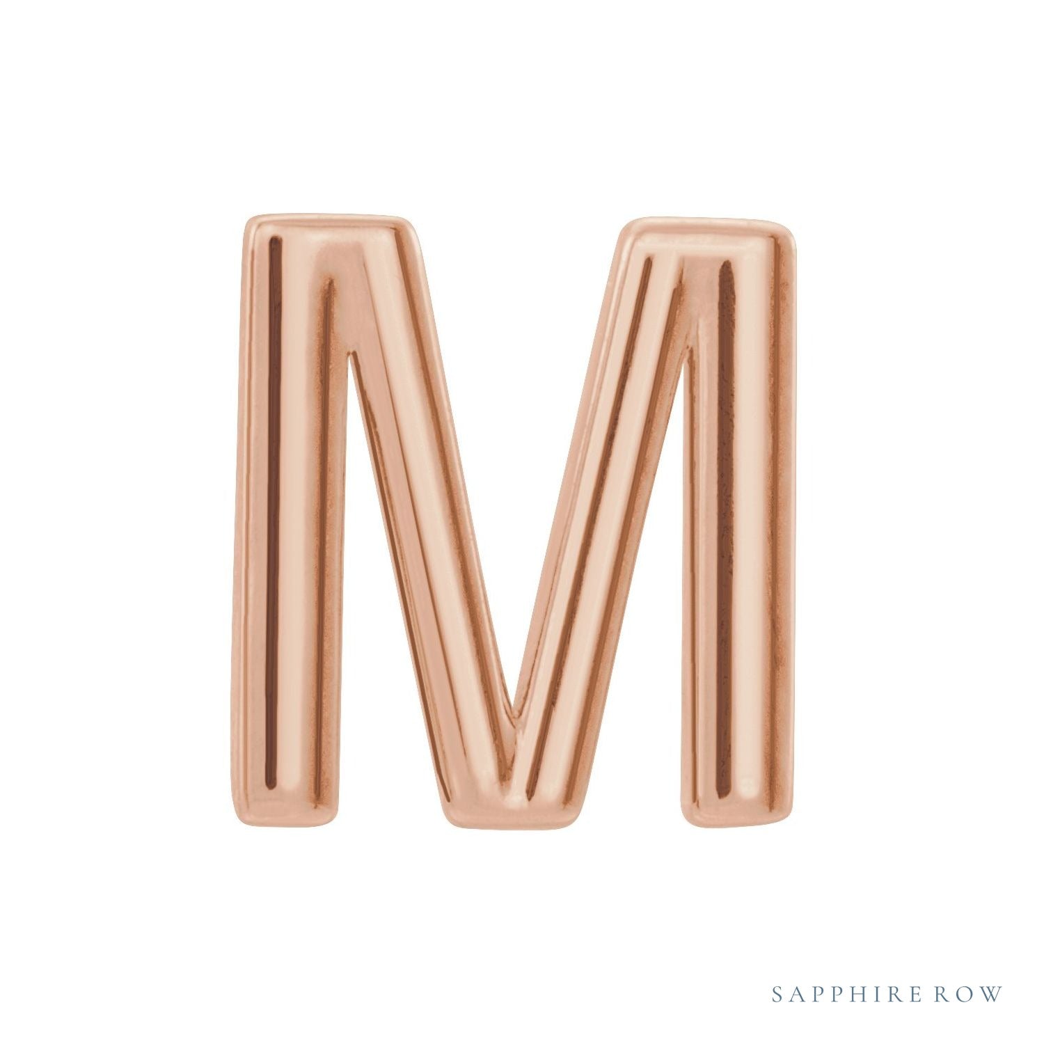 Sapphire Row Gold Single Initial Stud Earring - M, 14K Rose Gold