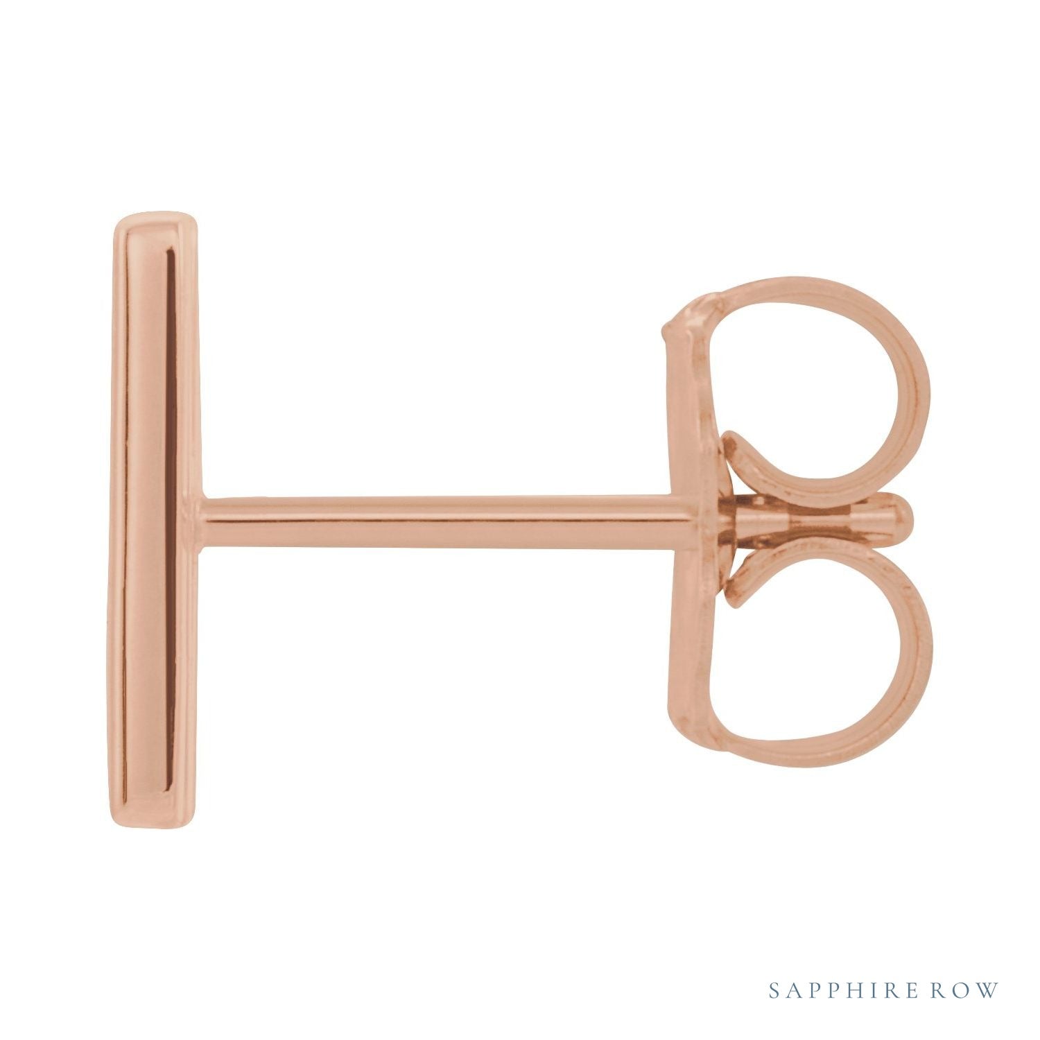 Sapphire Row Gold Single Initial Stud Earring - M, 14K Rose Gold (view 2)
