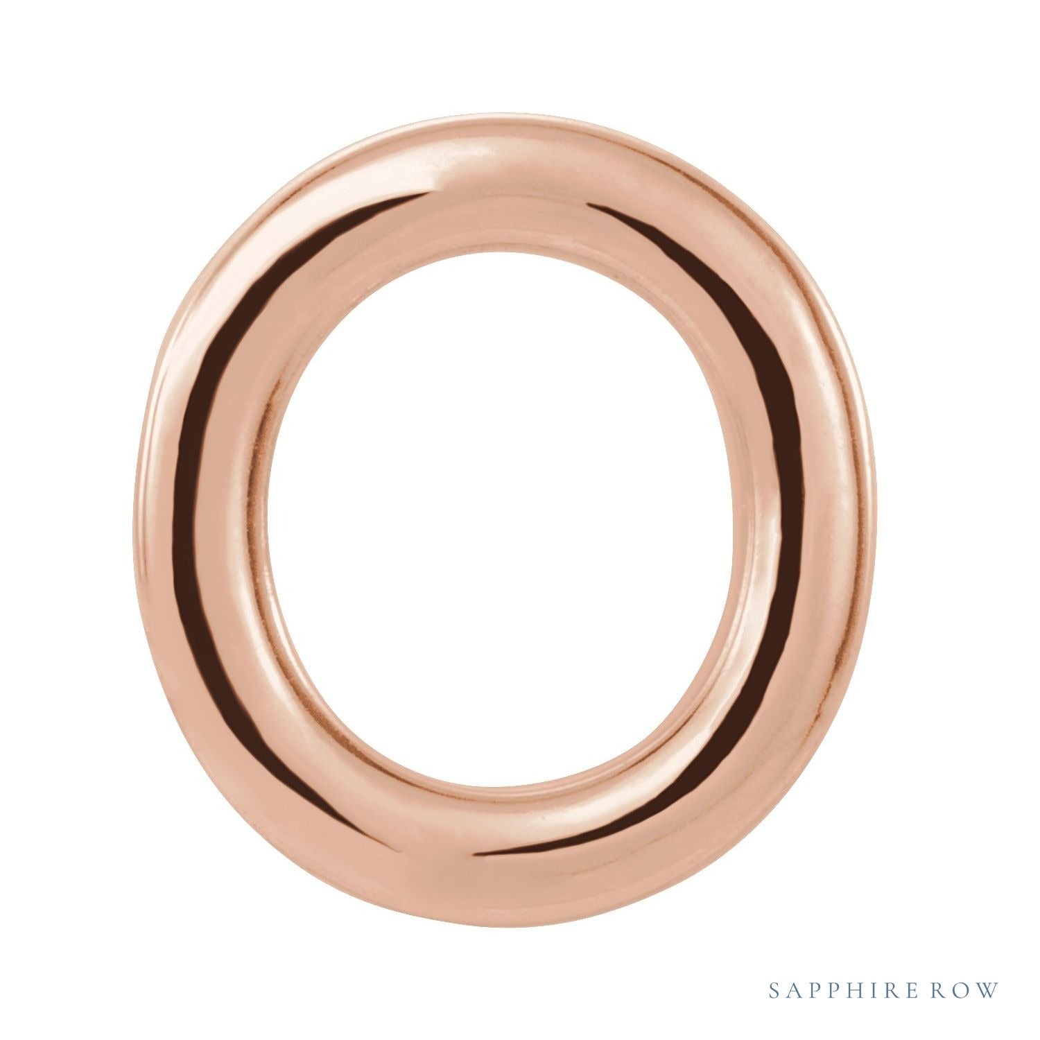 Sapphire Row Gold Single Initial Stud Earring - O, 14K Rose Gold
