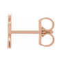 Sapphire Row Gold Single Initial Stud Earring - R, 14K Rose Gold (view 2)