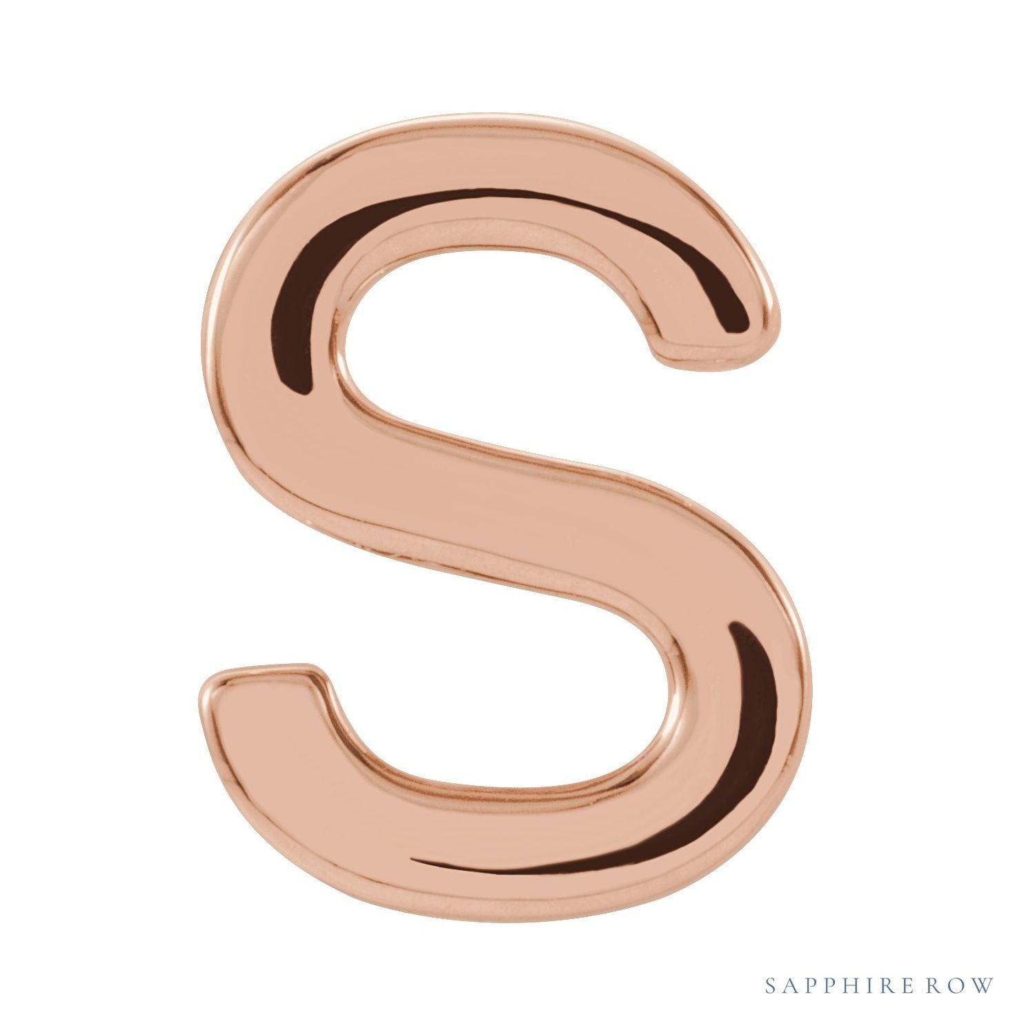 Sapphire Row Gold Single Initial Stud Earring - S, 14K Rose Gold