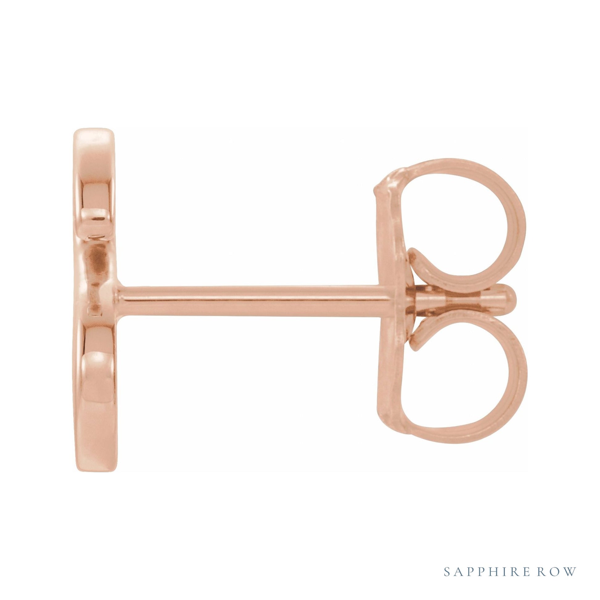 Sapphire Row Gold Single Initial Stud Earring - S, 14K Rose Gold (view 2)