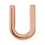 Sapphire Row Gold Single Initial Stud Earring - U, 14K Rose Gold